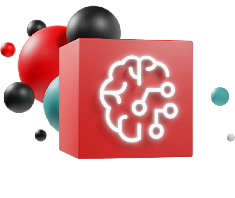 Red Hat Enterprise Linus AI graphic with brain illustration overlaid on top of a cube and Red Hat Summit branding